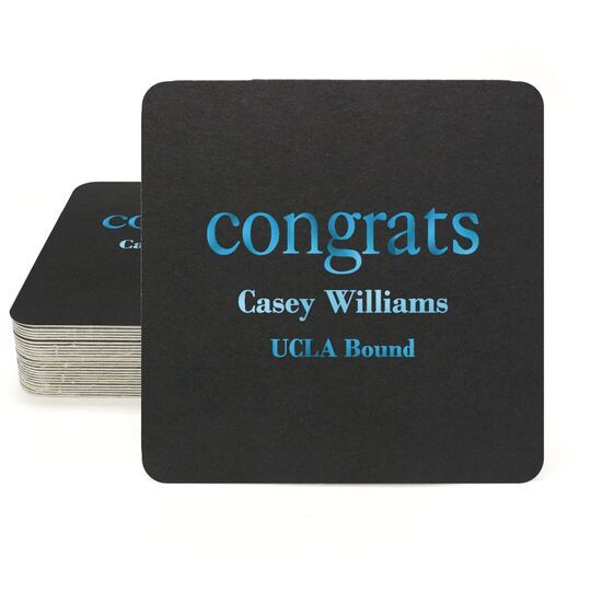 Big Word Congrats Square Coasters